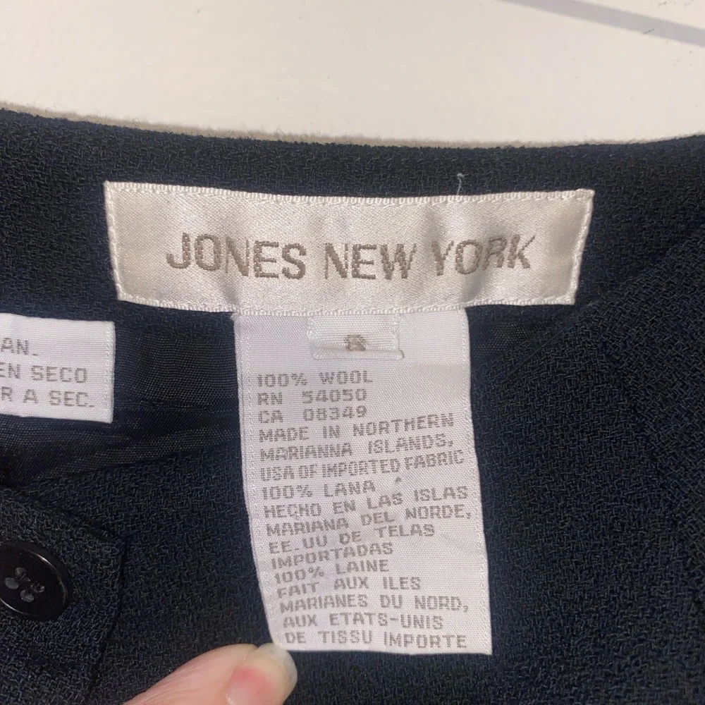 Vintage‎ Jones New York Black Wool Skirt 90s Button Front Union Made Size 6/8